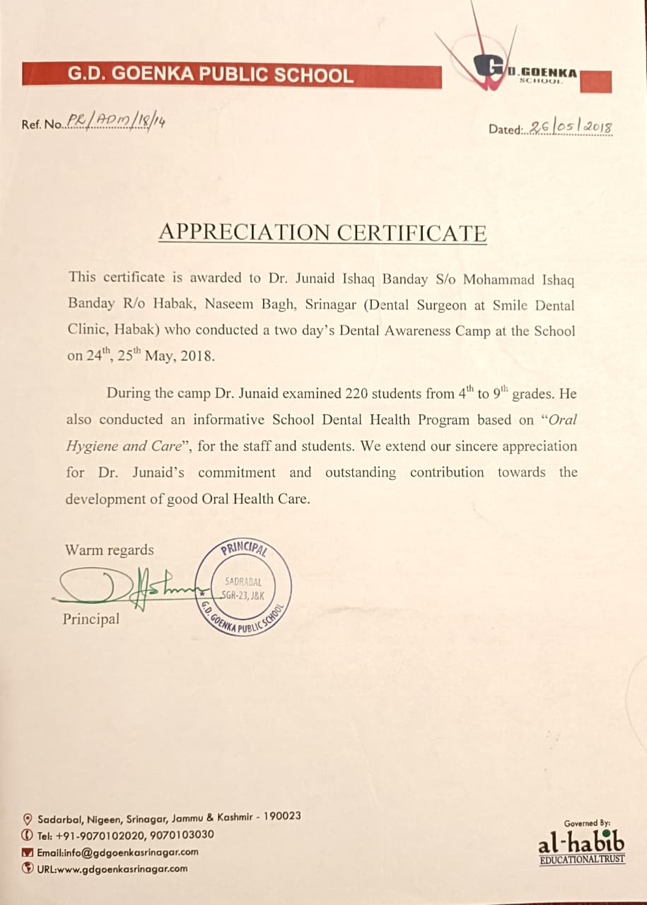 Oral Hygiene Certificate